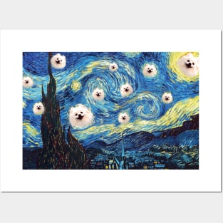 pomeranian starry night Posters and Art